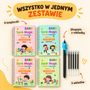 Śladopis – zestaw 4 książeczek do nauki pisania i rysowania